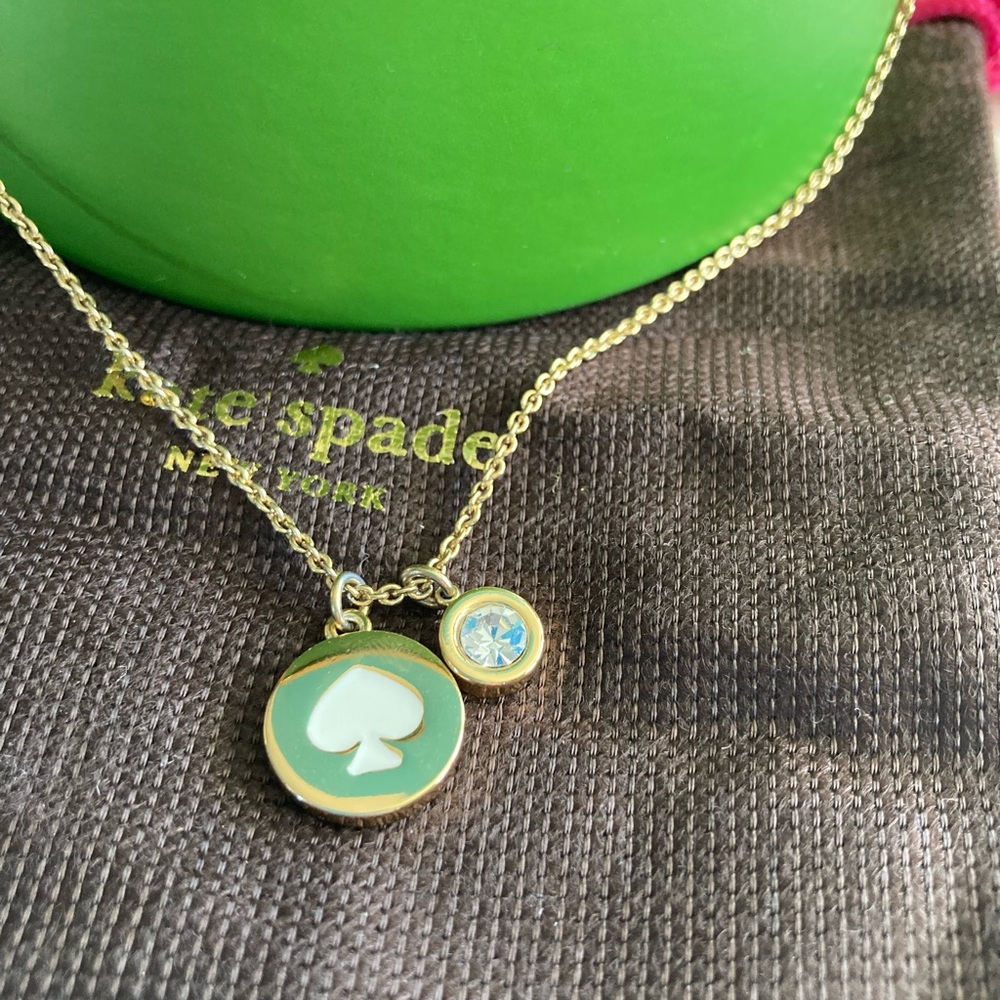 Kate Spade Gold and Cream Spade Enamel Charm Necklace